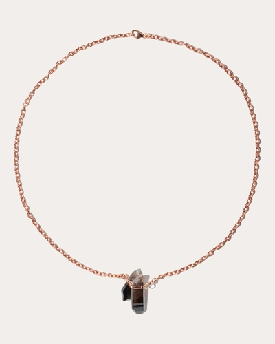 Shop Jia Jia Women's Crystalline Smokey Quartz Double Rose Gold Bar Necklace