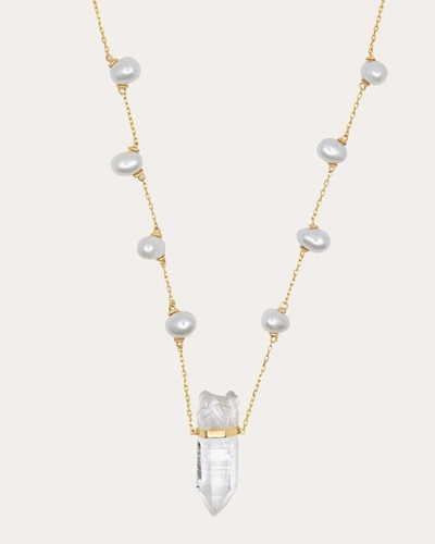 Shop Jia Jia Women's Ocean Crystal Quartz Pearl Necklace In Gold