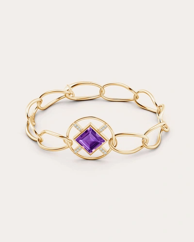 Natori Women's Bar 14k Gold Amethyst And Diamond Bracelet In Gold