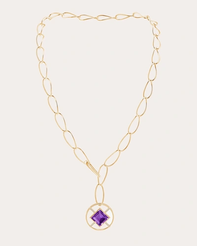 Shop Natori Women's Amethyst & Diamond Bar Infinity Circle Lariat Necklace In Gold