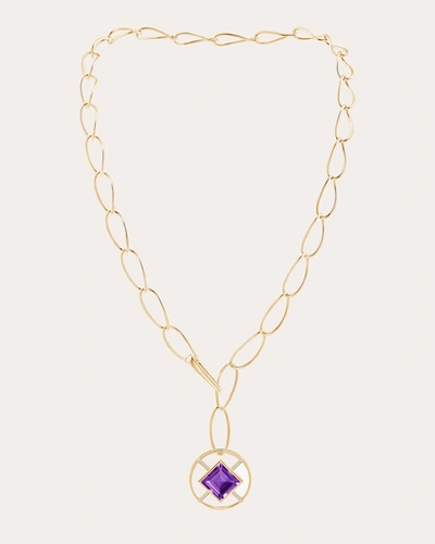Natori Women's Bar 14k Gold Amethyst And Diamond Lariat Necklace In Gold