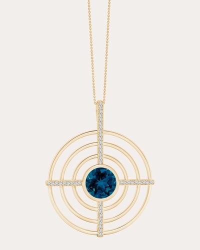 Shop Natori Women's Blue Topaz & Diamond Pendant Necklace In Gold