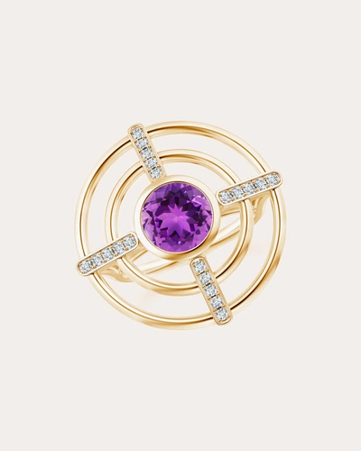 Shop Natori Women's Amethyst & Diamond Bar Circle Ring In Gold