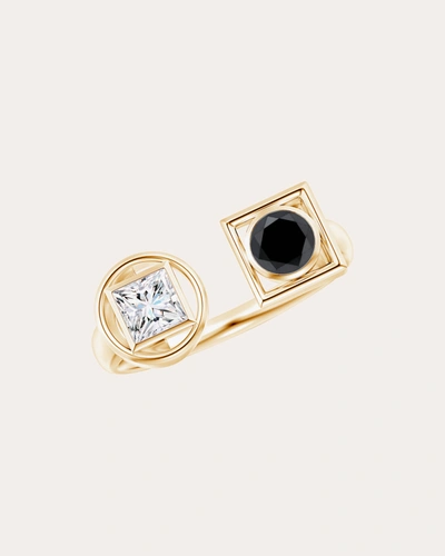 Shop Natori Women's Black & White Diamond Infinity Open Ring In Gold