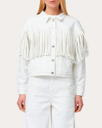 Shop Tomorrow Women's Kersee Fringe Denim Jacket In White