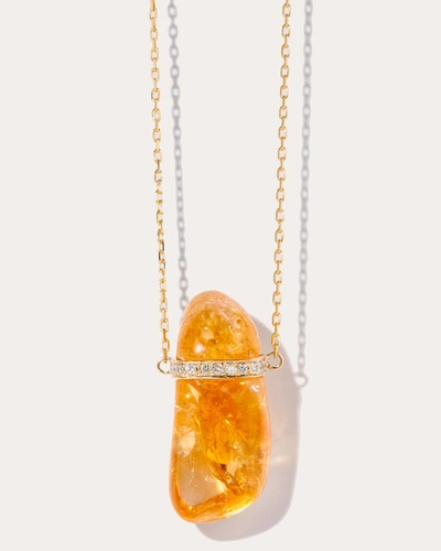 Shop Jia Jia Women's Crystalline Citrine Diamond Bar Necklace In Gold