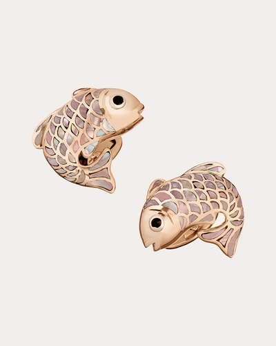 Shop Jan Leslie Women's Koi Fish Matte Rose Gold & Taupe Mother Of Pearl Cufflinks In Pink