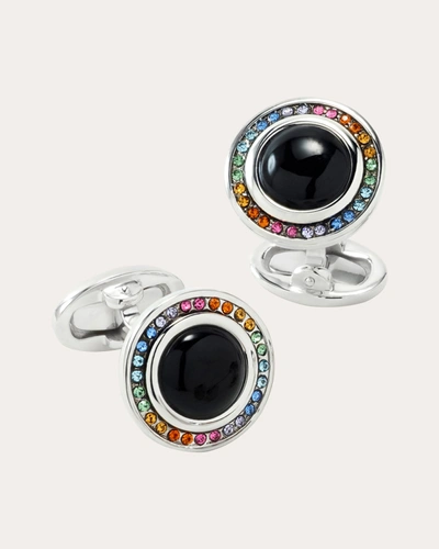 Shop Jan Leslie Women's Onyx & Rainbow Crystal Pavé Cufflinks In Silver
