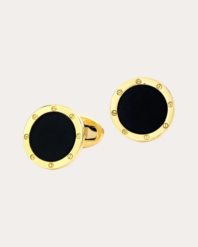 Shop Jan Leslie Women's Onyx & 18k Gold Rivet Etched Cufflinks