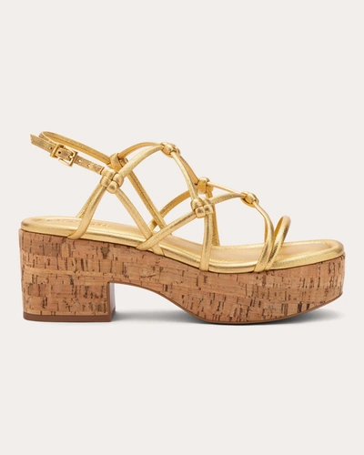 Shop Mercedes Castillo Women's Camille Metallic Leather Platform Sandal In Gold