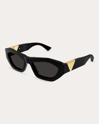 Shop Bottega Veneta Women's Black Geometric Sunglasses