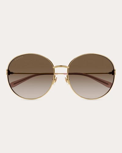 Shop Gucci Women's Shiny Endura Gold Round Sunglasses