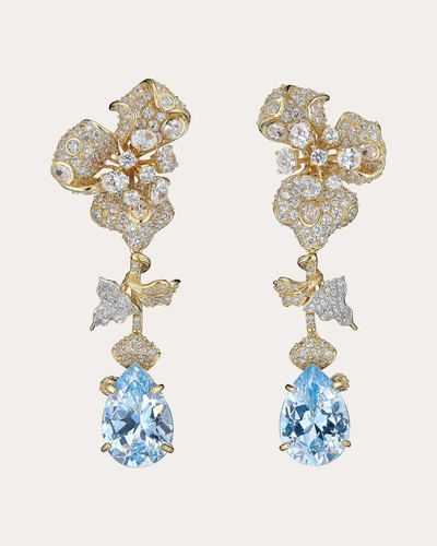 Shop Anabela Chan Women's Aquamarine Orchid Detachable Drop Earrings In Gold/blue