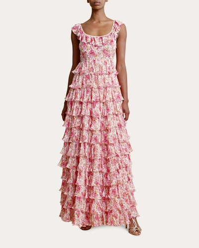 Shop Bytimo Women's Georgette Ruffle Gown In Pink