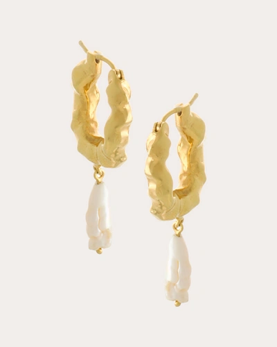 Shop Joanna Laura Constantine Women's Cultured Pearl Waves Hoop Earrings In Gold