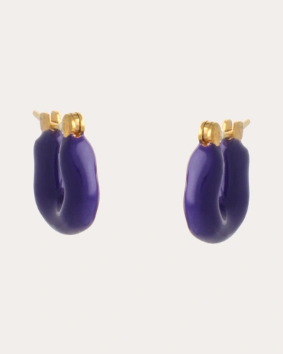 Shop Joanna Laura Constantine Women's Enamel Wave Huggie Earrings In Gold