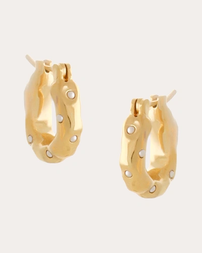 Shop Joanna Laura Constantine Women's Austrian Pearl Mini Waves Hoop Earrings In Gold