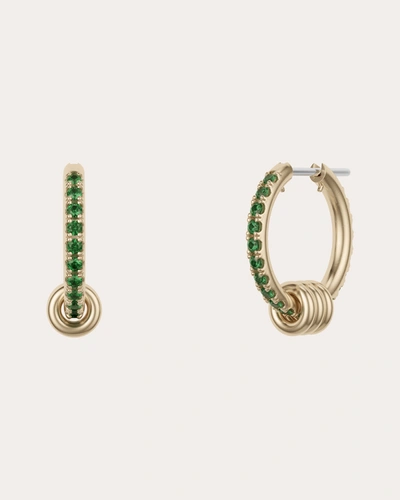 Shop Spinelli Kilcollin Women's Ara Emerald Pavé Hoop Earrings In Gold