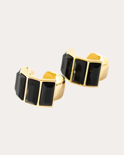 Shop Short & Suite Women's Black Swarovski Stone Chunky Hoop Earrings