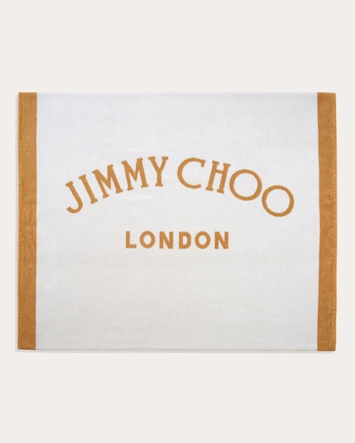Shop Jimmy Choo Jc Beach Towel In Latte/natural
