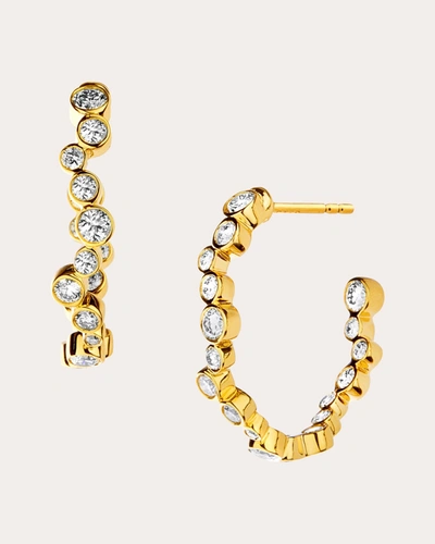 Shop Syna Jewels Women's Cosmic Diamond Cluster Oval Hoops In Gold
