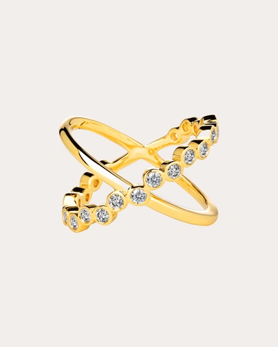Shop Syna Jewels Women's Cosmic Diamond Cross Ring In Gold