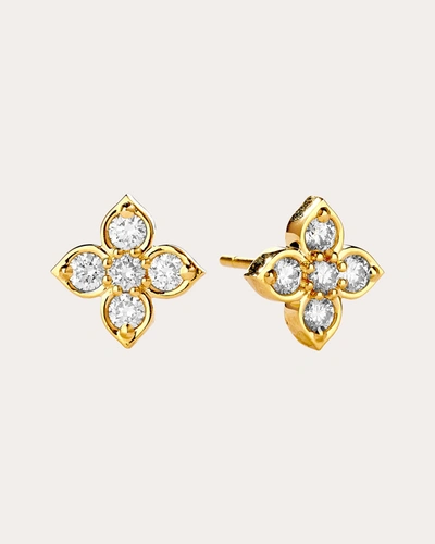 Shop Syna Jewels Women's Jardin Four Leaf Diamond Studs In Gold