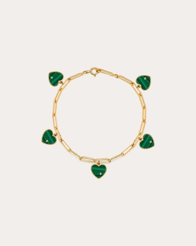 Shop Yvonne Léon Women's Malachite Heart Solitaire Charm Bracelet In Green