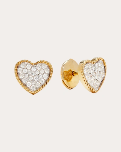 Shop Yvonne Léon Women's Diamond Mini Heart Stud Earrings In Gold