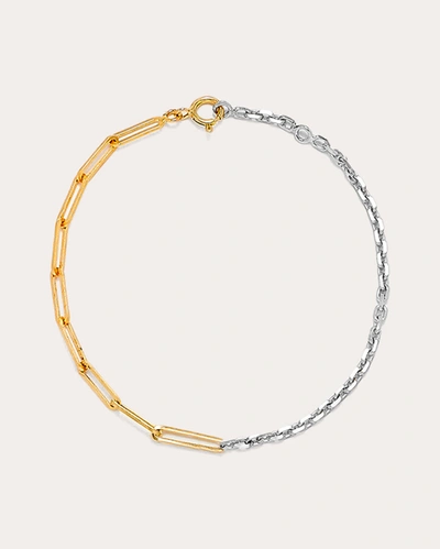 Shop Yvonne Léon Women's Two-tone Nu Solitaire Bracelet In Gold/silver