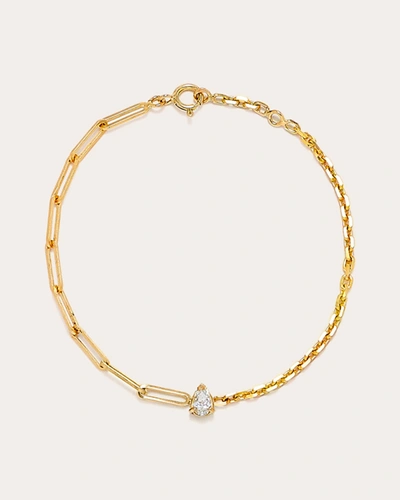 Shop Yvonne Léon Women's Pear Diamond Solitaire Charm Bracelet In Gold
