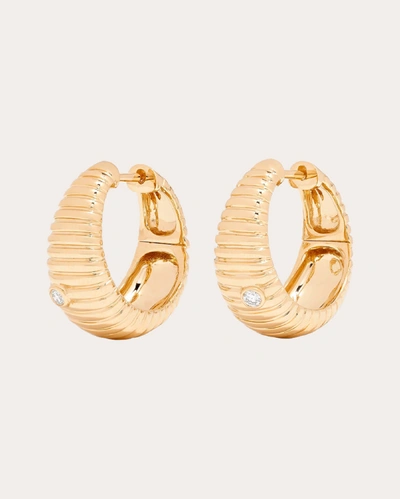 Shop Yvonne Léon Women's Diamond Berlingot Hoop Earrings In Gold