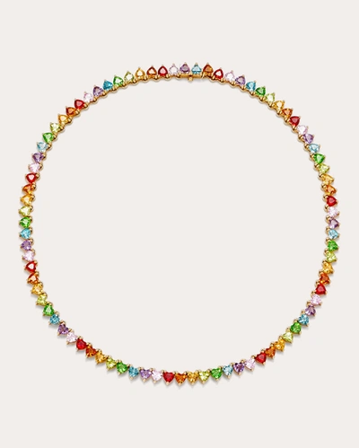 Shop Yvonne Léon Women's Rainbow Gemstone Mini Heart Rivière Necklace