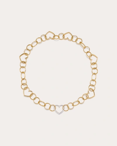 Shop Yvonne Léon Women's Two-tone Maxi Heart Link Necklace In Gold