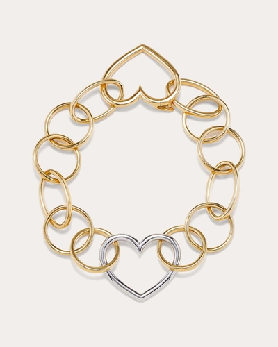 Shop Yvonne Léon Women's Two-tone Maxi Heart Link Bracelet In Gold