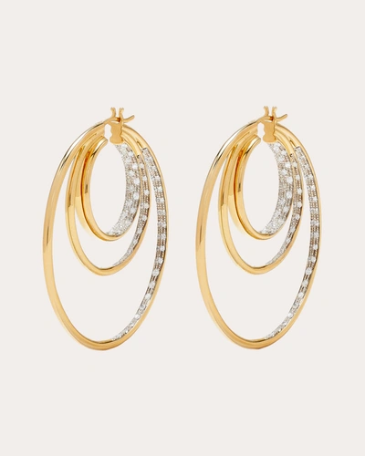 Shop Yvonne Léon Women's Diamond Triple Hoop Earrings In Gold