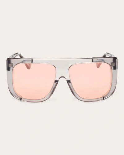 Shop Max Mara Women's Transparent Gray & Roviex Mirror Eileen Shield Sunglasses In Grey