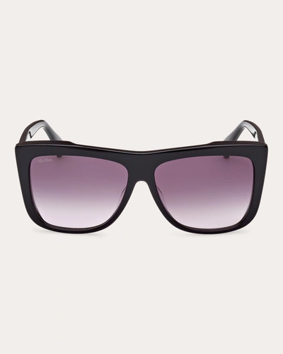 Shop Max Mara Women's Shiny Black & Violet Gradient Lee Square Sunglasses