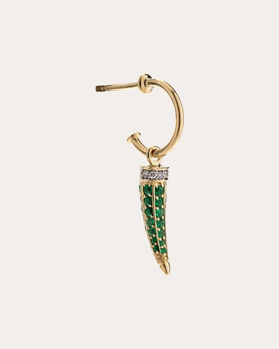Shop Ara Vartanian Women's Emerald Bone Single Earring 18k Gold In Green