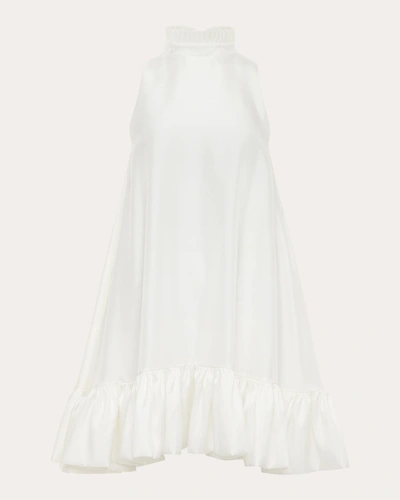 Azeeza Alcott Ruffled Silk Minidress In White