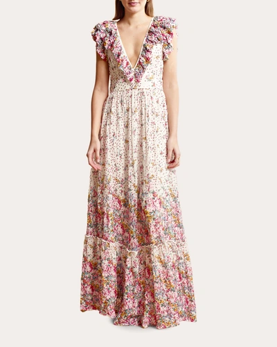 Shop Bytimo Women's Beaded Ruffle Gown In Flora