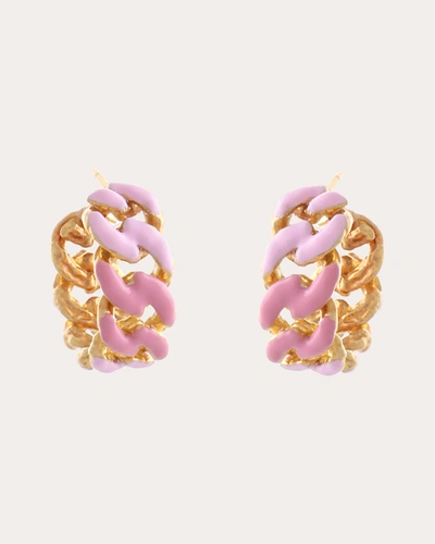 Shop Joanna Laura Constantine Women's Pink Enamel Wave Chain Hoop Earrings