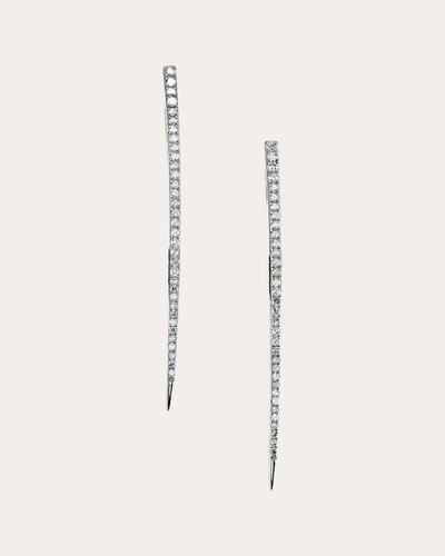 Shop Sheryl Lowe Women's Silver Spike Pavé Diamond Threader Earrings