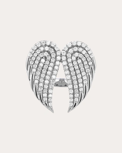 Shop Sheryl Lowe Women's Diamond Angel Wing Ring In Silver