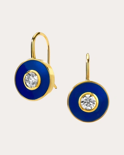 Shop Syna Jewels Women's Diamond Cosmic Blue Enamel Disc Drop Earrings