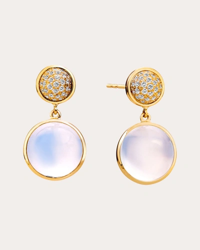 Shop Syna Jewels Women's Moon Quartz & Champagne Diamond Candy Double Drop Earrings In Pink