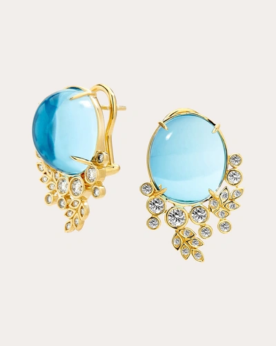 Shop Syna Jewels Women's Blue Topaz & Diamond Jardin Vine Clip-on Earrings
