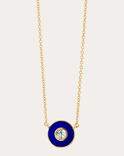 Shop Syna Jewels Women's Diamond Cosmic Blue Enamel Disc Pendant Necklace