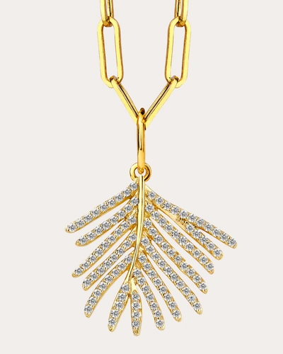 Shop Syna Jewels Women's Diamond Jardin Palm Leaf Pendant In Gold