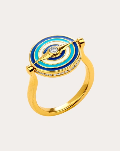 Shop Syna Jewels Women's Chakra Evil Eye Reversible Ring In Blue